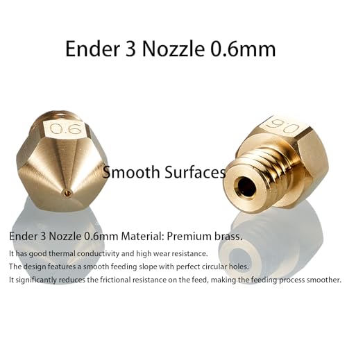 16PCS 0.6mm MK8 Brass Nozzles, 3D Printer Extruder Nozzle Compatible with Creality Ender 3 V2/Ender 3 Pro/Ender 5/CR-10 CR-10S, Makerbot Anet A8 3D Printing Replacement Parts - style: 16Pcs Ender 3 Nozzles 0.6mm