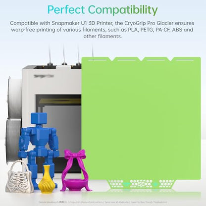 BIQU CryoGrip Pro Glacier Green Compatible with Snapmaker U1 3D Printer 276x304.5mm Panda Build Plate Double Sided Upgrade Plate Removable Surface Platform - color: Glacier-Green, size: Snapmaker-U1