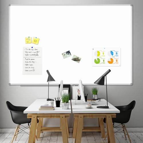 JILoffice Large Magnetic White Board, Dry Erase Board 72 x 48 Inch, Silver Aluminum Frame Wall Mounted Board for Office Home and School - size: 72 x 48 Inch