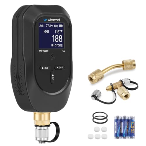 WISSCOOL HVAC Digital Micron Vacuum Gauge, 0-75000 Microns Visual Alert - color: Black