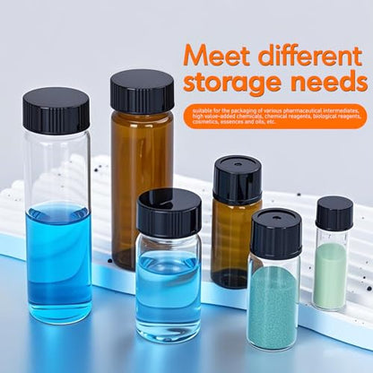PEKYBIO 20PCS 10ML Amber Small Liquid Sample Glass Vials with Screw Caps - size: 22*52mm 10ml Vial