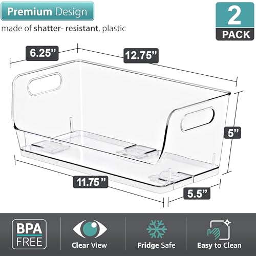 Sorbus Clear Pantry Organizer with Stackable Storage Bins, Open Front - size: Small Wide, style: 2 Pack