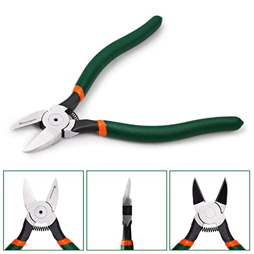SPEEDWOX Side Cutters 7 Inch Wire Flush Cutters Angled Wire Cutting with Spring Functional Precision Tools for Cutting Electronics Wires Handmade and Any Clean Cut Needs - size: 7"