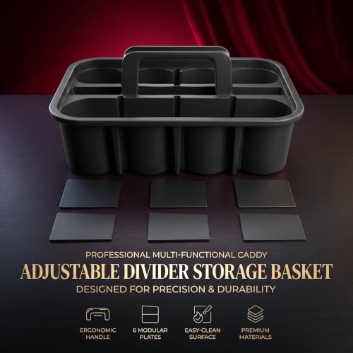 Deluxe Carry Caddy With Handle & 6 DIY Removable Partitions, 10Pcs