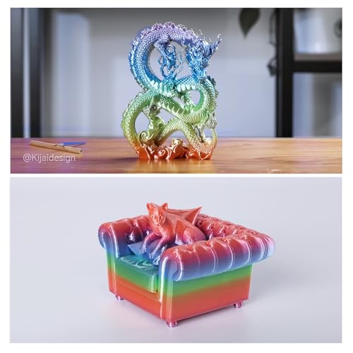 Creality Silk PLA 3D Printer Filament 1.75mm, 1 kg, Rainbow - color: 2*1kg (Rainbow, Silk Rainbow)