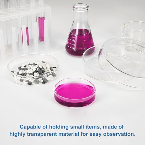 PATIKIL 5Pcs Glass Petri Dish w/Lid, 75mm H Autoclavable Culture Dishes - size: 75 mm