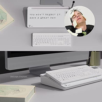 TOWON Glass Desk Whiteboard with Calculator 18x6 in, Desk Organizer, White - color: Cal White