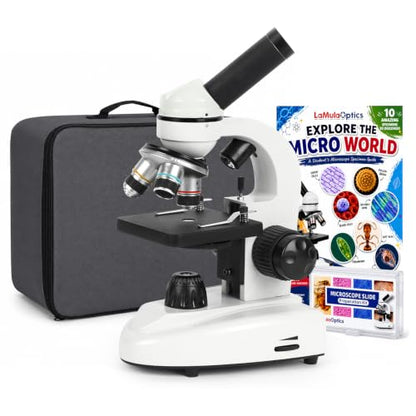 Microscope for Adults Students, 40X-2000X Microscopes, Metal-Structure Dual LED Illumination, Biological Compound Monocular Microscope Kit for School Lab, Homeschool w/Carrying Bag