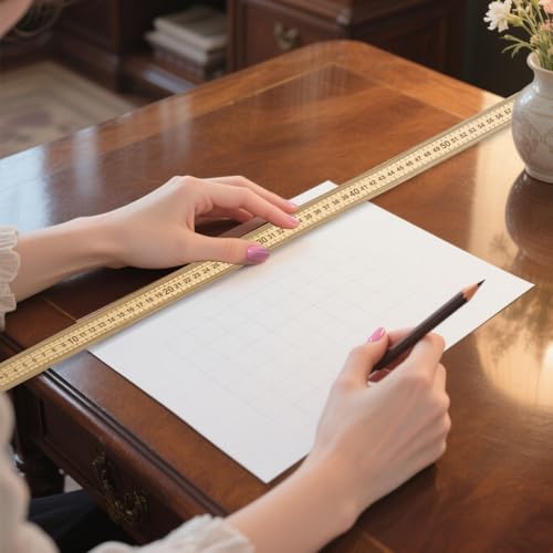 12 Pcs 36 Inches Natural Wood Yard Stick Ruler with Metal Tips and Hang Hole,Clothing Measuring Meter Stick Wooden Yardstick for Home Office
