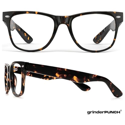 grinderPUNCH Reading Glasses for Men Readers High Power Strong 1.0 to 6.0 - color: 3 Pack Tortoise Whisky