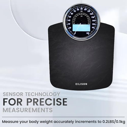 EILISON 2-in-1 Digital & Analog Bathroom Scale, 400 lbs, Large Display - color: Grey