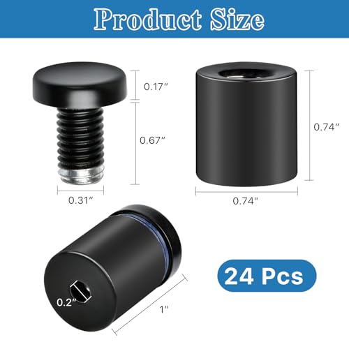 24 Pcs Sign Standoff Screws, 3/4 x 1 Inch Black Wall Mount Glass Standoff Stainless Steel Advertising Nail for Hanging Acrylic Picture Frame, Advertising Screws Kit