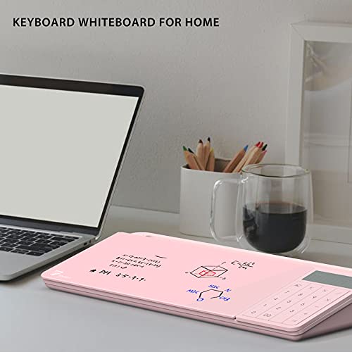 TOWON Glass Desk Whiteboard with Calculator 17x6 in, Desk Organizer, Pink - color: Cal Pink