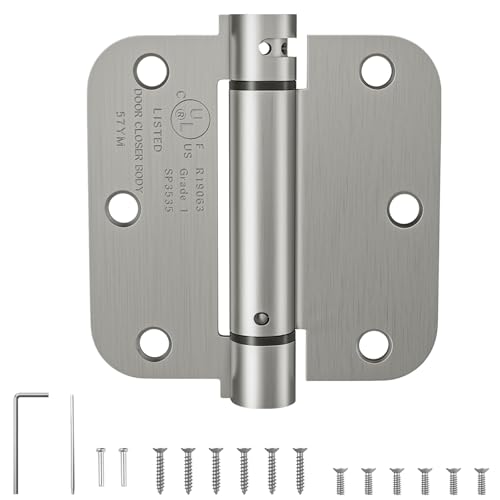 HOSOM Self Closing Door Hinges 3.5 Inch,Spring Loaded Hinges - color: Brushed Nickel-5/8'', size: 3.5" 1 Pack