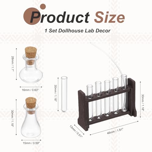 Dollhouse Miniature Glass Test Tube Kit, 1/12 Scale (Brown Color) - color: Brown