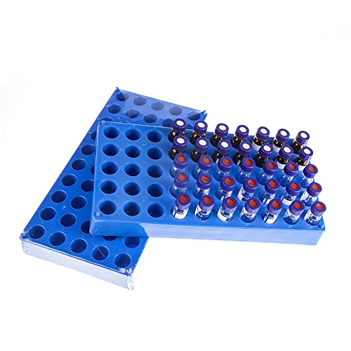 ALWSCI 5-Pack 2mL Vial Rack, 50-Well Stackable Holder for 12mm Vials - size: 2ml 5pcs