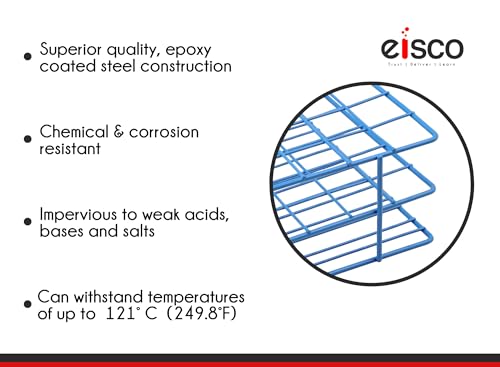EISCO Wire Test Tube Rack - Holds 40 Tubes with 18-20mm Diameter - Epoxy-Coated Steel - size: 9.5" x 4" x 3.25"