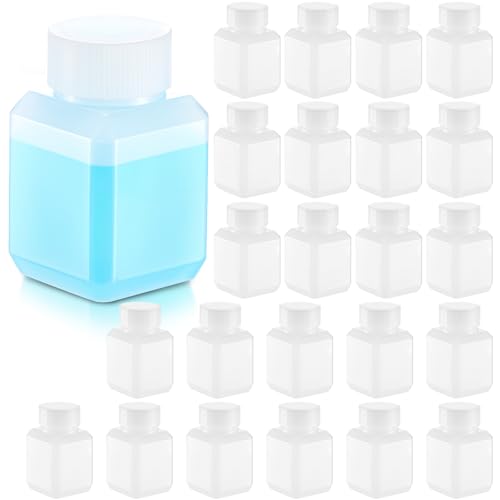 24 Pcs 1 oz Leakproof Plastic Bottles with Caps, Wide Mouth Hdpe Lab Reagent Bottle for Water Sample & Liquid Storage, Reusable Chemical Containers, Translucent - size: 1 oz