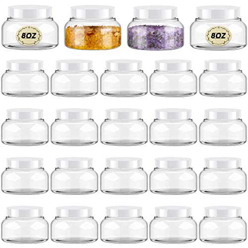 24 Pack Plastic Cosmetic Jars with Lids Label, 8 oz, White - color: White, size: 8 oz