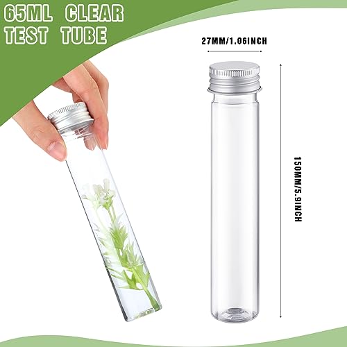 Dandat 80 Pcs Halloween Clear Plastic Test Tubes with Screw Cap 65ml Silver - color: Silver
