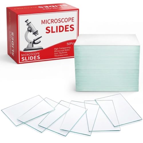 Sosation 100 Pcs Pre-Cleaned Glass Microscope Slides 75 x 50 mm/3" x 2" High-Transparency Microscope Slides for School Laboratories Professional Biological Observation