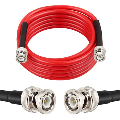 MOOKEERF BNC Male Coaxial Cable - 50 ohm Ultra Low Loss RG8X Coax Cable for Antenna, RF Radio, Modem, Oscilloscope, Spectrum Analyzer, Signal Generator (10FT) - size: 10FT