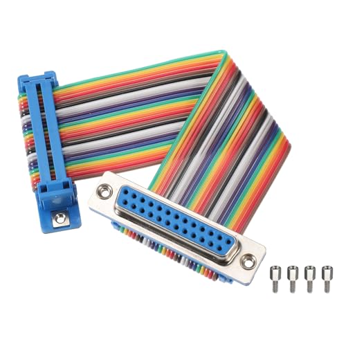 MECCANIXITY IDC Rainbow Wire Flat Ribbon Cable DB25 Female to DB25 Female 3.9 Inch Length 2.54mm Pitch Breadboard Jumper Wires for Electronic Projects - size: 3.9 Inch, style: DB25 Female to DB25 Female