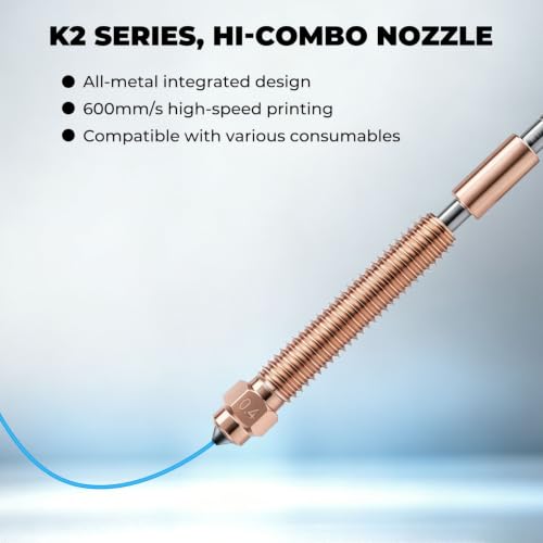 4PCS K2 Plus Replacement 0.4mm Nozzle Kitsfor Creality K2 Pro/K2 Plus/K2/Hi 3D Printer Quick-Swap Copper Alloy and Hardened Steel Nozzle with Silicone Socks & Wrench(0.4mm*4) - size: 0.4mm*4