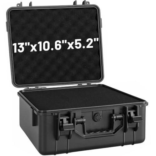 TORIBIO Hard Carrying Case with Foam, Shockproof Storage Box 13"x10.6"x5.2" - size: 13" x 10.6" x 5.2"