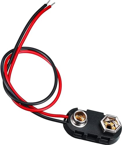 6 Pack 9V Battery Snap Connector Holder Long Cable Connection Hard Cover Black Red Holder (I Type)