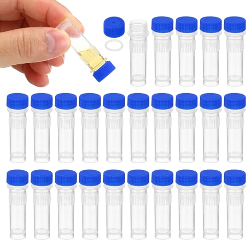 PATIKIL 1ml Plastic Cryogenic, 25Pcs Self Standing Cryogenic Vial Screw Top Frozen Test Tube for Lab Laboratory Science, Blue Cap - color: Blue, size: 1ml