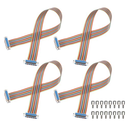 MECCANIXITY 4 Pcs IDC Rainbow Wire Flat Ribbon Cable DB25 Female to DB25 Female 19.7 Inch Length 2.54mm Pitch Breadboard Jumper Wires for Electronic Projects - size: 19.7 Inch, style: DB25 Female to DB25 Female