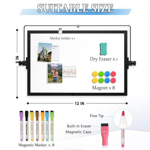 Double-Sided Magnetic White Board with Stand, 12" x 8" (Black) - color: Black, size: 12"W x 8"H