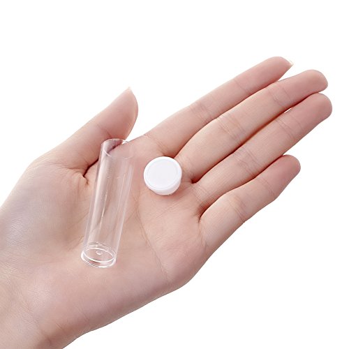 Craftdady 50pcs Transparent Clear Plastic Empty Storage Tubes Bead Container Set Test Bottles Organizers Boxes with Lid, 2.16x0.59 (55x15mm) - color: 50 Tubes, 55x15mm, Clear