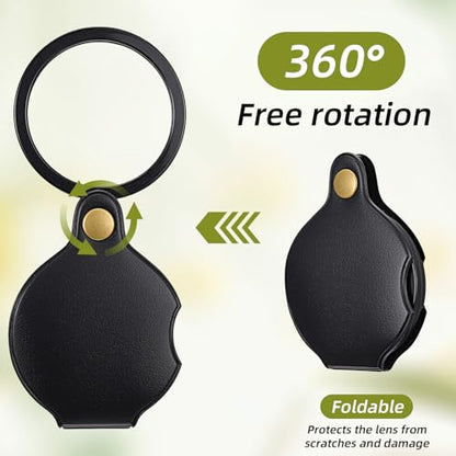 2 Pcs 5X Pocket Magnifying Glass, Rotating Folding Mini Magnifier Portable