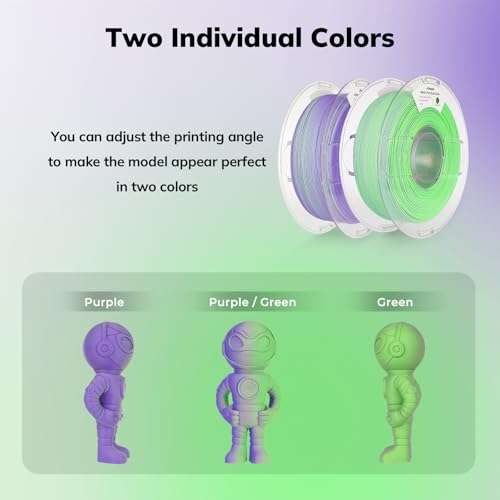 AMOLEN Matte PLA 3D Printer Filament 1.75mm Dual Color Green Purple 1KG - color: Green Purple