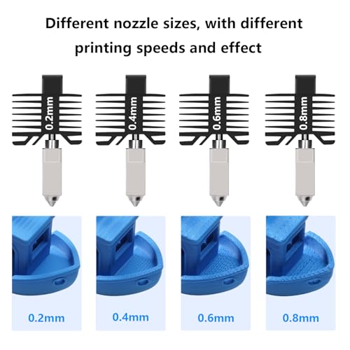 2PCS 0.2mm P1S P1P Hotend, Upgraded All-Metal Hardened Steel Nozzle Hotend Pre-Assembled with 24V 48W Ceramic Heater & High-Temp Thermistor Replacement Hot end for Bambu Lab P1 Series 3D Printers - size: 0.2mm