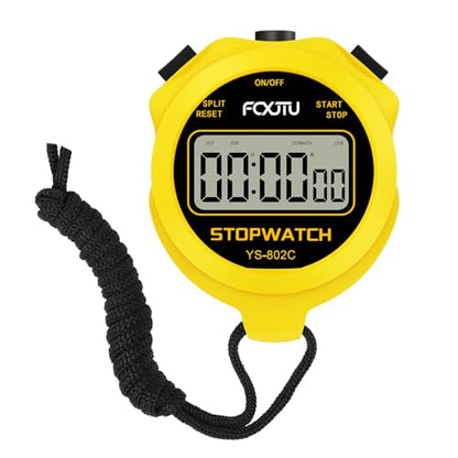 Digital Simple Basic Stopwatch Timer, Silent Stop Watch for Kids Coaches - color: Yellow