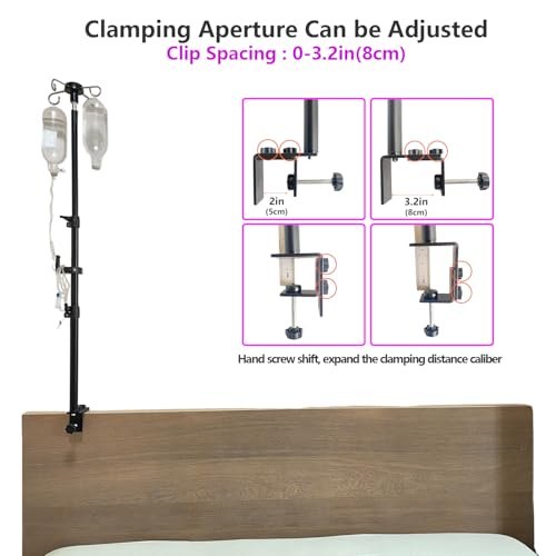Portable IV Poles for Travel,IV Bag Pole Stand for Gravity Syringe,IV Pole,Feeding Tube Holder,Enteral Gastrostomy Telescopic Pole,NG Tube Supplies Accessories (43 Inchs with Hook) - size: 43 Inchs with Hook