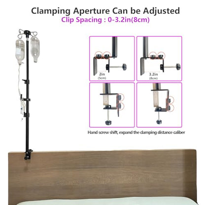 Portable IV Poles for Travel,IV Bag Pole Stand for Gravity Syringe,IV Pole,Feeding Tube Holder,Enteral Gastrostomy Telescopic Pole,NG Tube Supplies Accessories (43 Inchs with Hook) - size: 43 Inchs with Hook