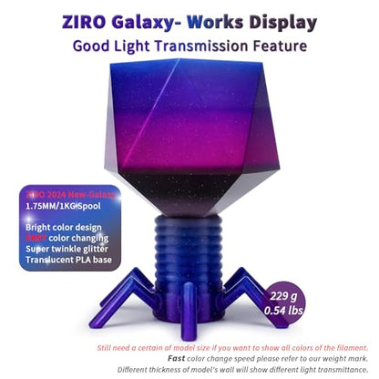 ZIRO Fast Color Change Twinkling PLA, 1.75mm 3D Printing Filament, Galaxy - color: Galaxy