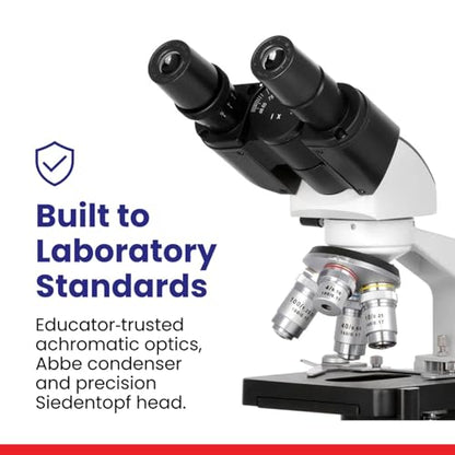 AmScope B120C-E Binocular Compound Microscope, 0.3MP Camera - style: w/ 1MP Eyepiece Camera