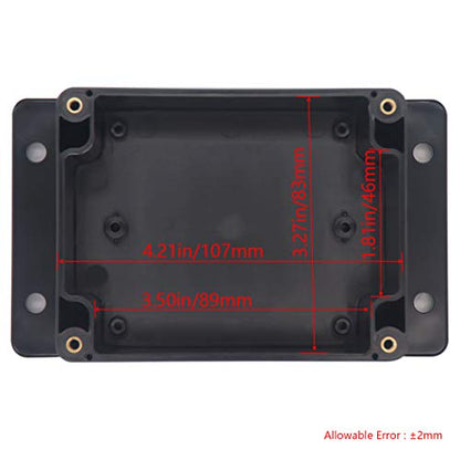 2 Pack Project Box IP65 Waterproof Junction Box ABS Plastic Black Electrical Boxes DIY Electronic Project Case Power Enclosure with Fixed Ear 4.53 x 3.54 x 2.17 inch (115x90x55mm) - size: 4.53"x3.54"x2.17"(2Pcs)
