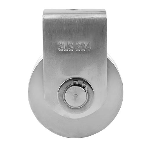 Pulley Block V Type 304 Stainless Steel Pulley Roller Duplex Bearing Super-Silent Detachable 360 Degree Rotation Heavy Duty Grooved Wheel 1-Pack - size: V Type Slot Pulleys 3.228in