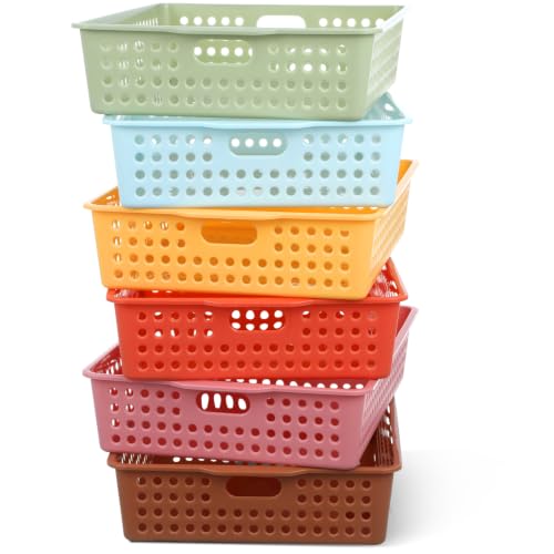6 Pack Turn‑in Paper Trays for Classroom, Retro - color: Retro
