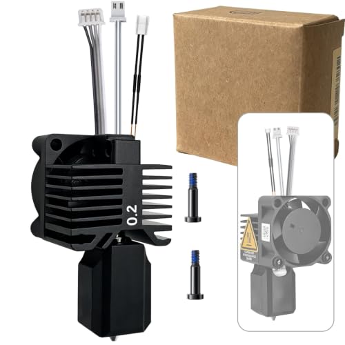 Bamboo Lab X1/X1C Hotend Assembly Complete with Stainless Steel 0.2mm Nozzle,Ceramic Heater, Thermistor, Cooling Fan for X1 Series 3D Printer Extruder Heating Block Replacement - size: 0.2MM, style: X1 Series