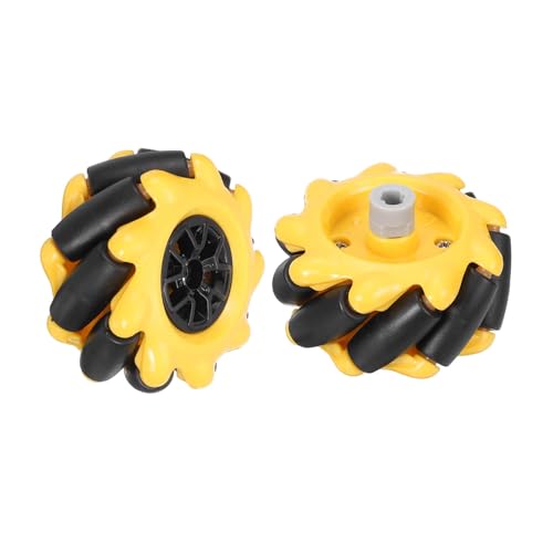 MECCANIXITY 2Pack Mecanum Wheels Set, 48mm / 1.89 ABS Rubber left Omnidirectional Wheels for Smart Robot Car Parts DIY Models Accessories, Yellow - size: 48mm / 1.89"