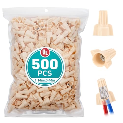 500 Pcs Tan Wire Connectors Nuts, Winged UL Listed Wire Caps - color: Winged Tan-500PCS