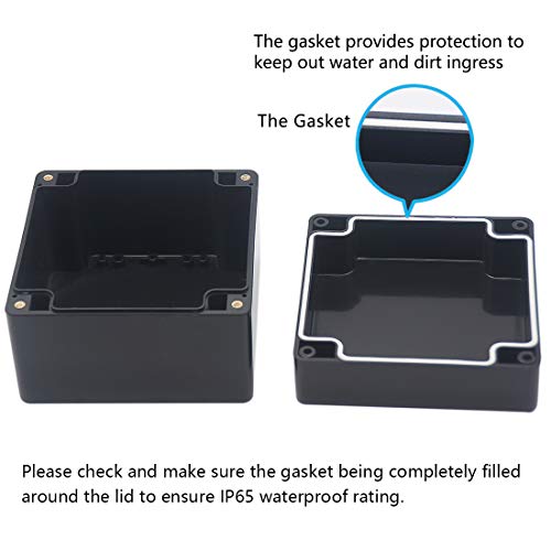 Junction Box, Zulkit Project Box IP65 Waterproof Outdoor Box ABS Plastic Electrical Boxes Electronic Enclosure Black 4.7 x 4.7 x 3.5 inch(120 x 120 x 90 mm)(Pack of 1) - size: 4.7" x 4.7" x 3.5"(Pack of 1)