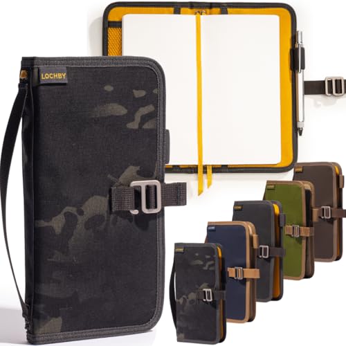 LOCHBY® Voyager Journal | Water Resistant Waxed Canvas | Pen Loop | Included Tomoe River Notebook | Perfect for Travel, Art, Bullet Journal - color: Black Multicam, size: Traveler's Notebook Hook